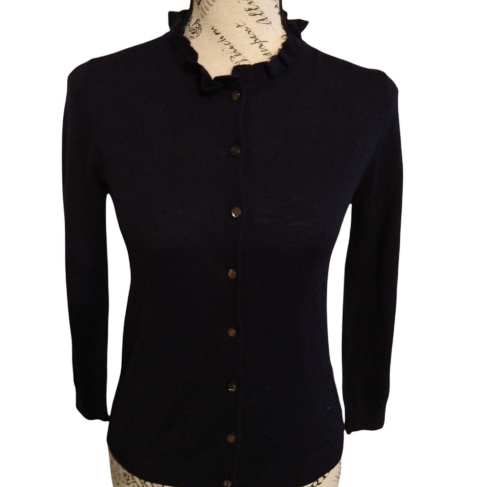 J crew Button up true navy color 100% wool cardigan